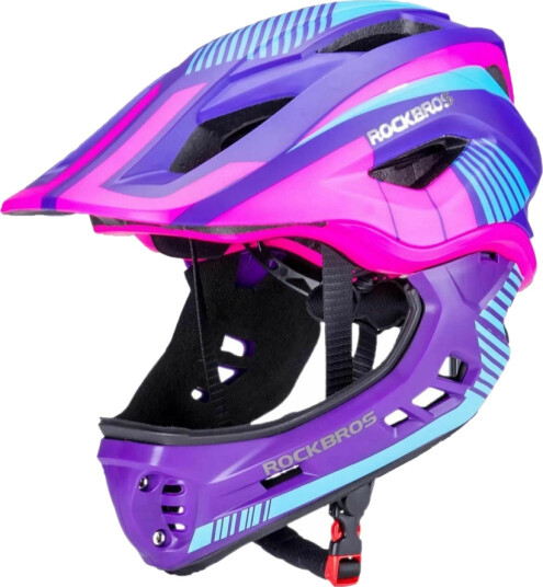 Rockbros TT-32SBPP-S Sykkelhjelm med avtakbar hakebeskyttelse for barn - Str. S - Lilla/Rosa Rockbros TT-32SBPP-S Sykkelhjelm med avtakbar hakebeskyttelse for barn - Str. S - Lilla/Rosa