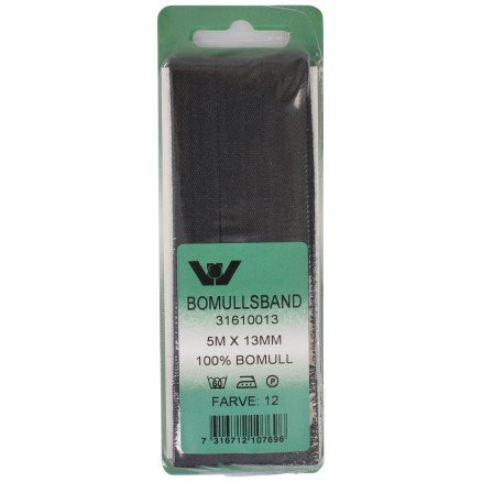 Vj Green Bændel Bomuld Svart 13mm 5m