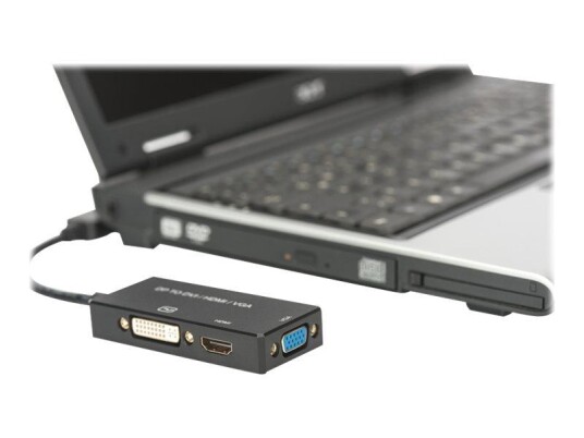 ASSMANN 3-i-1 Video Adapter med 4K Støtte DP/HDMI/DVI 20 cm Svart