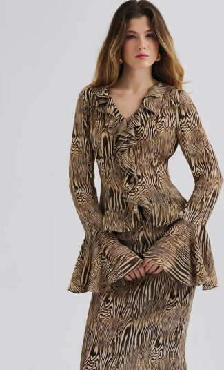 Malina Suzie Sheer Frill Blouse - Multi/patterned - 40