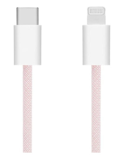 Linocell Flettet USB-C- til Lightning-kabel Rosa 0,5 m