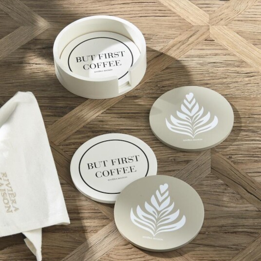 Riviera Maison Glassbrikker Coasters Coffee 4pk