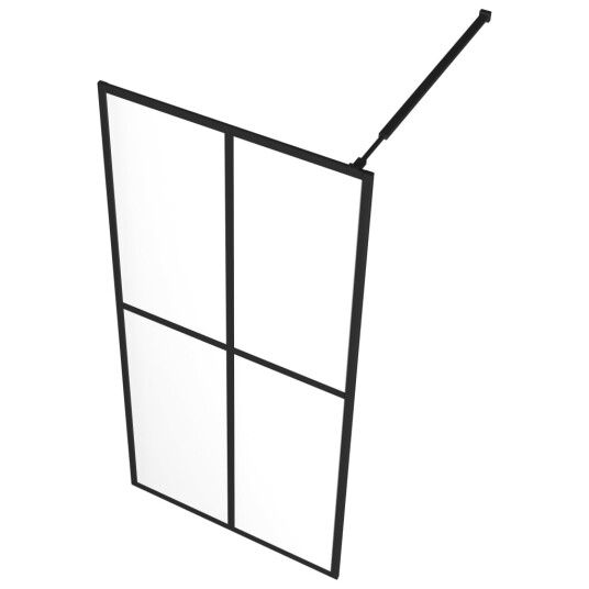Dusjvegg med hylle svart 90x195 cm ESG-glass og aluminium