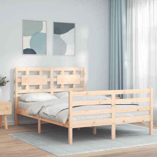 vidaXL Sengeramme med hodegavl 4FT6 double heltre 8720845995867