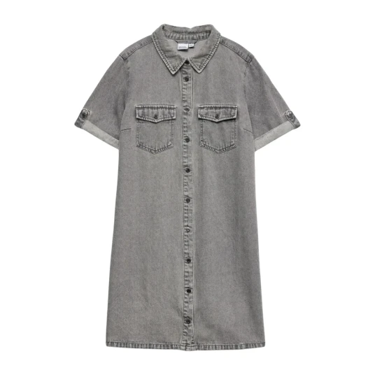Vero Moda Vmjennie Ss Short Denim Dress Ga Noos Grey XS Vero Moda Vmjennie Ss Short Denim Dress Ga Noos Grey XS