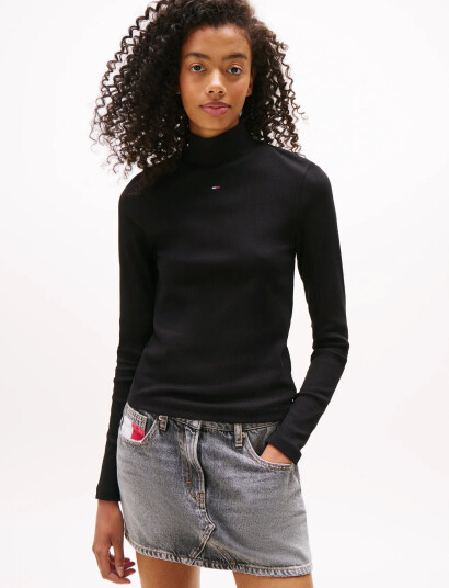 Tommy Jeans Tjw Essential Mock Neck - Black - XS