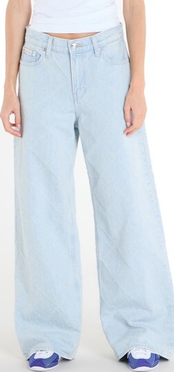 Calvin Klein Jeans Low Rise Baggy Needlepunch Ck Tr Blue 26 x 32