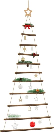  Hengende juletre med toppstjerne 74x150 cm naturlig gren