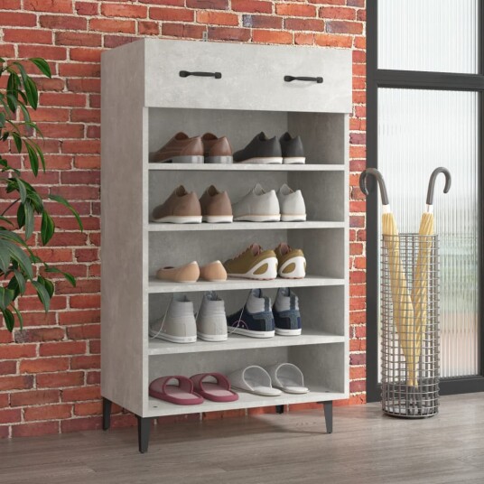 vidaXL Skoskap betonggr? 60x35x105 cm konstruert tre