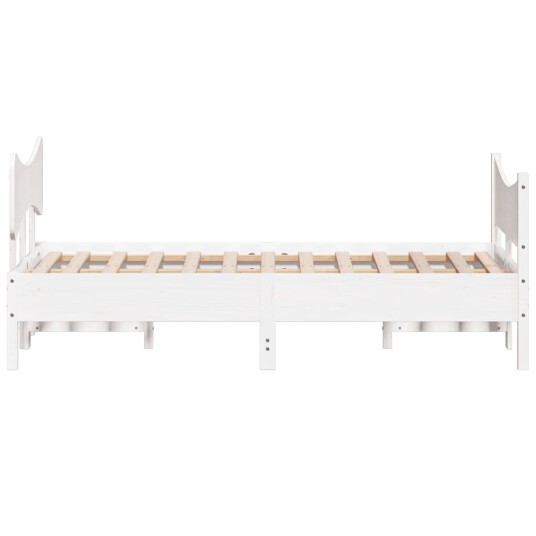Sengeramme med hodegavl hvit 135x190 cm heltre furu 8721012454996