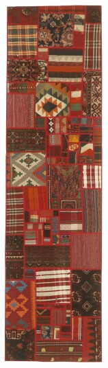Håndknyttet. Opphav: Persia / Iran Kelim Patchwork Teppe 82x304