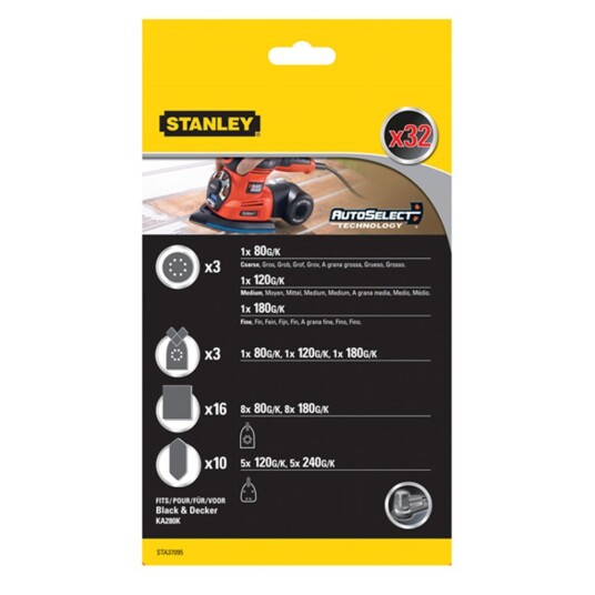Stanley Multislipepapir ass 32stk sta37095 80 120 180 240 k