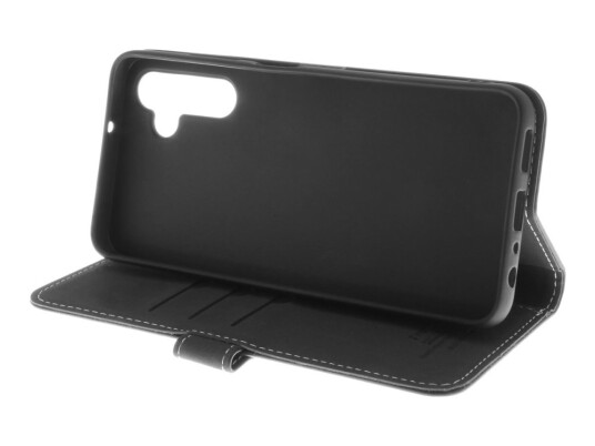 Insmat - Lommebok For Mobiltelefon - Ekte Skinn, Polyuretan, Termoplast-Polyuretan (Tpu), Kartong+Papir - Svart - For Samsung Galaxy A15, A15 5G