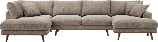 Copenhagen Premium 5 personers Venstrevendt U formet Dyb Sofa med Divan og Chaiselong i Chenille Brun