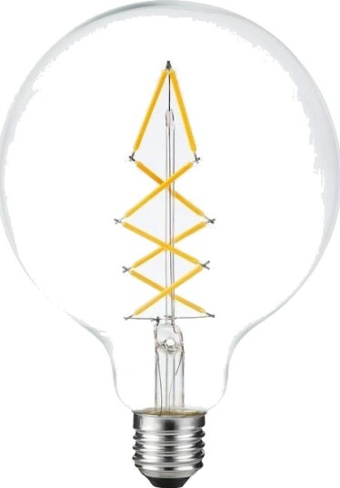 Spl E27 6,5W dimbar LED globepære   G125 500lm 2200K filament klart glass   Dimbar : Dimbar Kulør : Ekstra varm