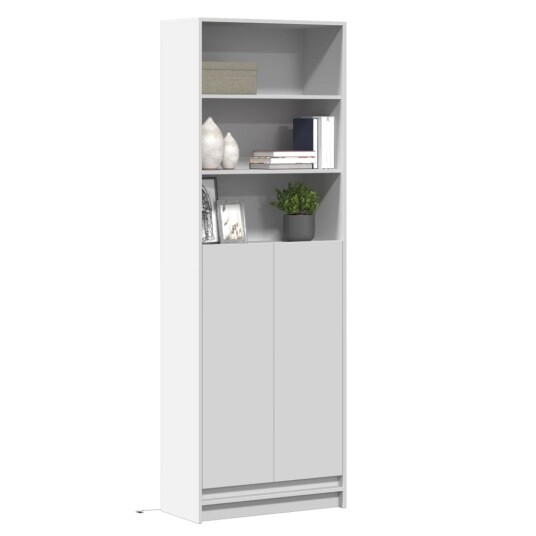 Garderobe med LED hvit 69x32,5x200 cm konstruert tre