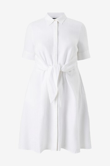 Lauren Ralph Lauren Curve - Kjole i lin Day Dress - Hvit