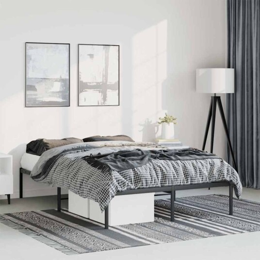 vidaXL Sengeramme i metall svart 135x190 cm vidaXL Sengeramme i metall svart 135x190 cm
