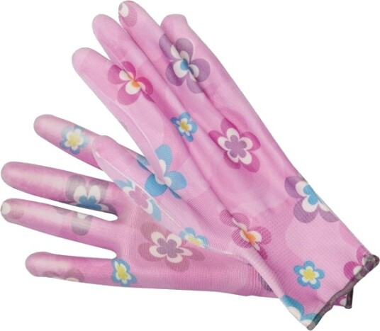 Flo Gummibelagte Hagehansker Blomster Lys Rosa 10"