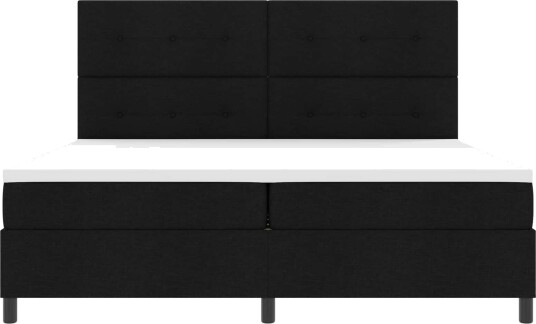 Boksefjær Seng med Madrass & LED Svart 200x200 cm Stoff