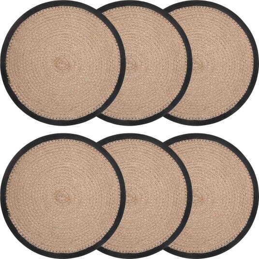 vidaXL Jute Placemets 6 stk. Naturlig og svart 100% Tossa Jute
