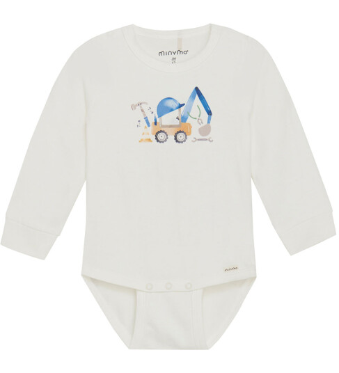 Minymo Body L/æ   Marshmallow White m. Trykk   Minymo   74   Langermet Body   Hvit