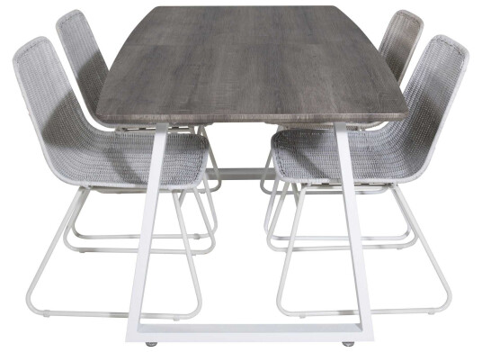 Venture Design Inca & Cirebon spisegruppe Grå/hvit 4 st stoler & bord 160 x 85 cm