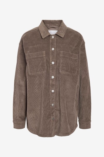 Noisy May - Manchester-skjorte nmAlva LS Shacket Colored Corduroy - Grå