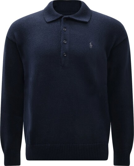 Polo Ralph Lauren Relaxed Fit Cable Cotton Polo Sweater   HUNTER NAVY   XXL