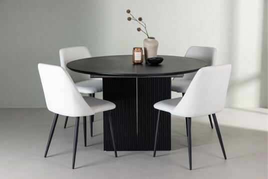 Venture Home Matilda Matgruppe 130 cm Rund med 4 Night Stoler Sort