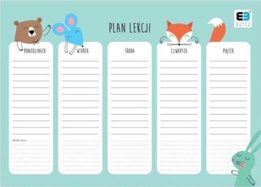 Interdruk Plan Lekcji A4 B&B Kids Pastel 10 Stk