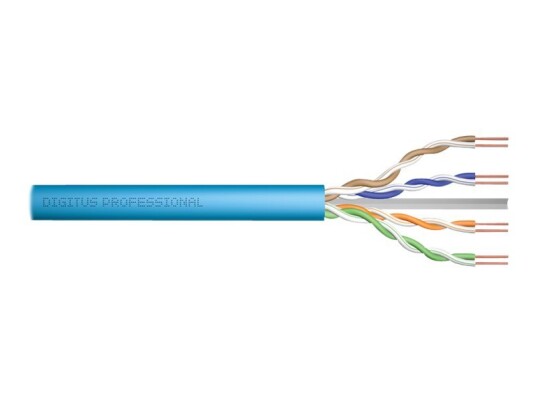 Digitus Professional Samlet Kabel 500 M 7.6 Mm Utp Simpleks Cat 6A Ieee 802.5/Ieee 802.3 Halogenfri Solid Cus Riser Lys Blå Ral 5012