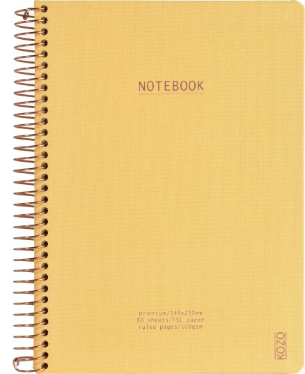 Kozo Notatbok M/spiral Premium A5 Honey