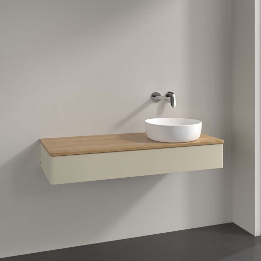 Villeroy & Boch Antao Servantskap med 1 skuff 120x50x19 cm m/lys Grå Matt/Eik Villeroy & Boch Antao Servantskap med 1 skuff 120x50x19 cm m/lys Grå Matt/Eik