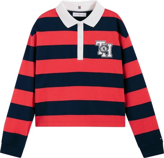 Tommy Hilfiger Stripe Polo Ls Navy 140
