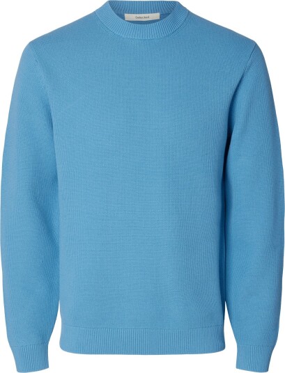 Selected Slmdane Ls Knit Structure Crew Neck Noos - Blue - M