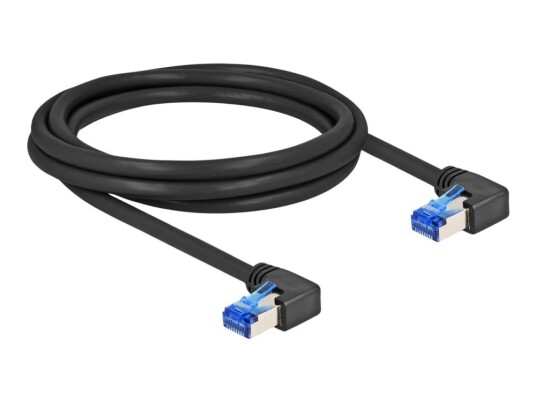 Delock Nettverkskabel Rj-45 Hann Høyrevinklet Til Rj-45 Hann Høyrevinklet 2 M 6 Mm S/Ftp Cat 6A Halogenfri Svart