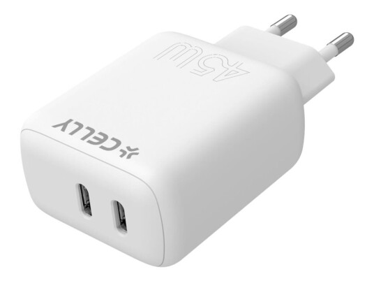 CELLY TC2USBC45W - 2 USB-C Wall Charger 45W [PRO POWER]