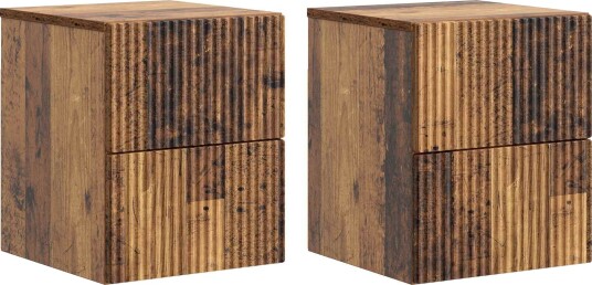  Vegghengt Nattbord 2 pcs Gammelt tre 33 x 34,5 x 40 cm