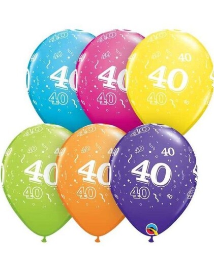 25 stk 40 År Jubileum Fargerike Ballonger 28 cm