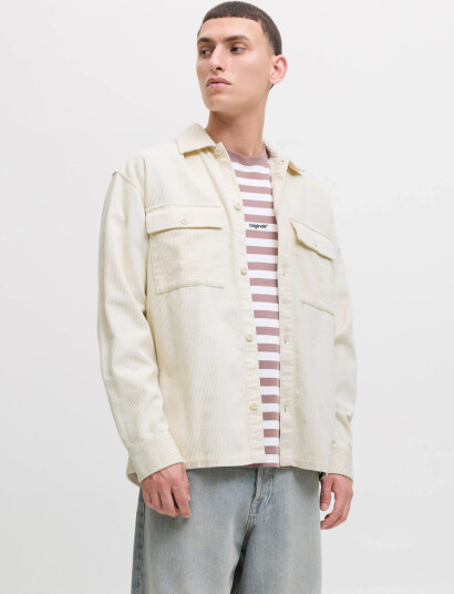 Jack & Jones Jjeperfect Corduroy Overshirt Ls Sn - Cream - XXL