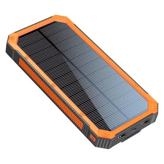 Lippa 10000mAh Solcelle Powerbank med 2 x USB-A - Oransje/Svart Lippa 10000mAh Solcelle Powerbank med 2 x USB-A - Oransje/Svart
