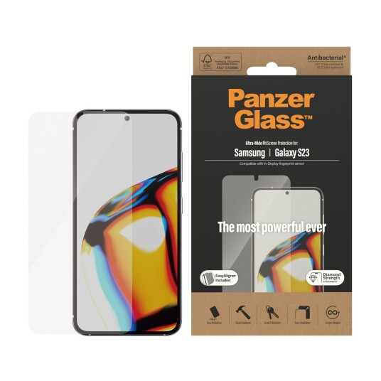 PanzerGlass Samsung Galaxy S23 Ultra-Wide Fit Antibakteriell Skjermbeskyttelse med EasyAligner
