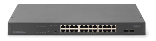 Digitus - Switch - 19" - Ikke-Styrt - 24 X 10/100/1000 + 2 X Sfp (Mini-Gbic) (Opplink) - Rackmonterbar - Poe+ (370 W) Digitus - Switch - 19" - Ikke-Styrt - 24 X 10/100/1000 + 2 X Sfp (Mini-Gbic) (Opplink) - Rackmonterbar - Poe+ (370 W)