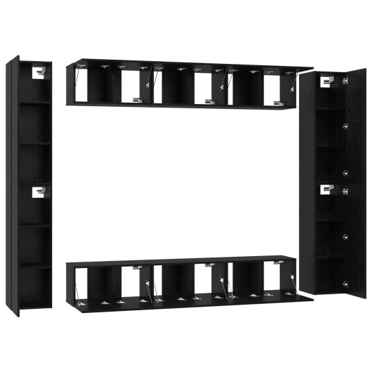 TV benksett 10 pcs Svart eik Medium 30.5 x 30 x 90 cm TV benksett 10 pcs Svart eik Medium 30.5 x 30 x 90 cm