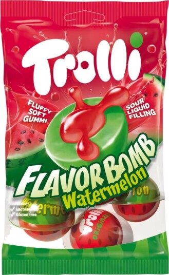 Trolli Flavor Bomb Watermelon - Geleballer med Surt Flytende Fyll 75 gram Trolli Flavor Bomb Watermelon - Geleballer med Surt Flytende Fyll 75 gram