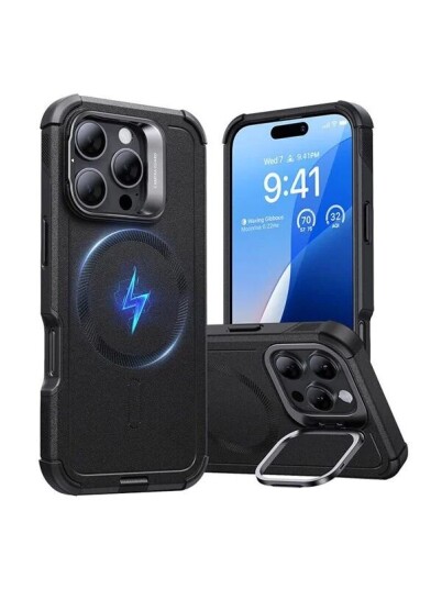 ESR Cyber Tough HaloLock case with stand for iPhone 16 Pro Max black