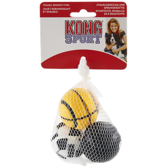 KONG Sport Balls 3-pakning Hundeleketøy Small - Slitesterke Gummiballer