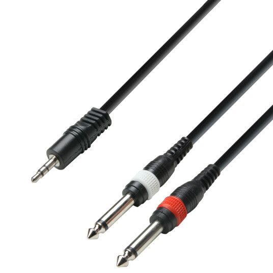 Adapterkabel 3,5 mm Jack Stereo til 2 x 6,3 mm Jack mono 1 meter Adapterkabel 3,5 mm Jack Stereo til 2 x 6,3 mm Jack mono 1 meter