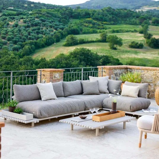 Cane line Sticks sofa m/ sjeselong Alu/light brown Cane line Sticks sofa m/ sjeselong Alu/light brown